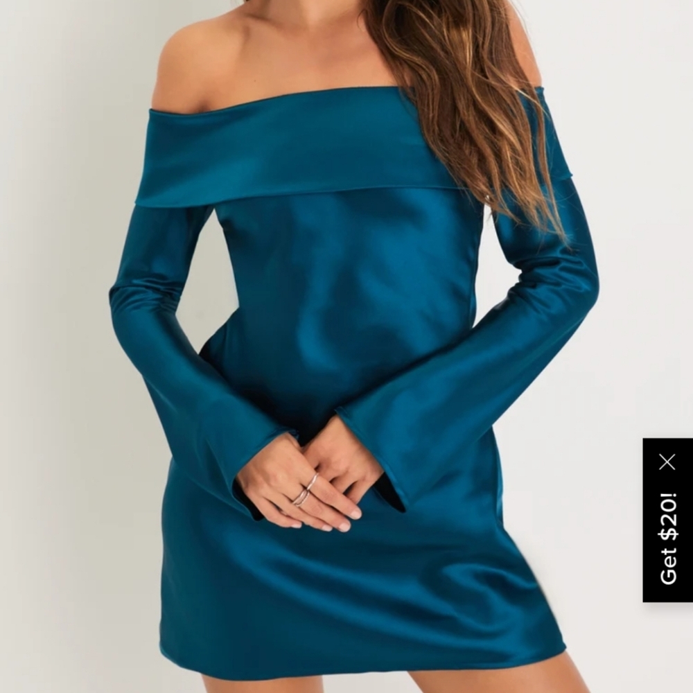 Elegant Off-Shoulder Teal Dress